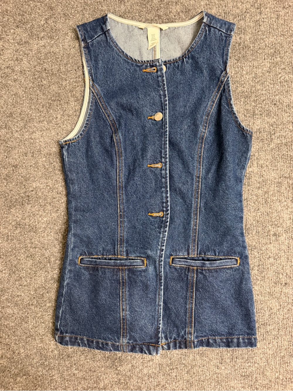 H&M Denim Blue Sleeveless Button-Front Kids Dress